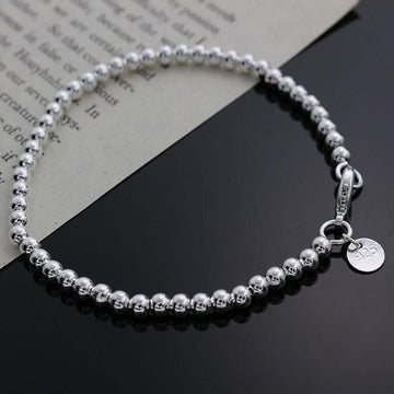 Delicate Silver Plated Charm 4MM Beads Bracelet- Best Online Prices by Jewellery Supermarket - The Jewellery Supermarket